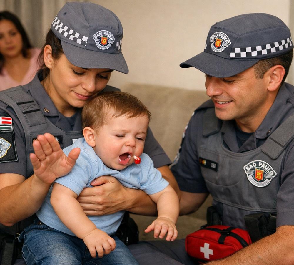 POLÍCIA MILITAR SALVA BEBÊ ENGASGADO EM ARARAS SP